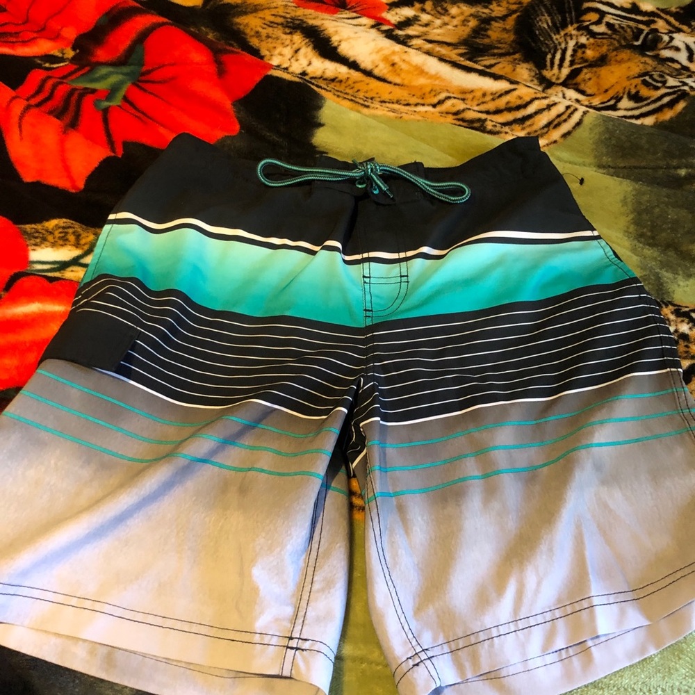 George Blue and White Swim Trunks